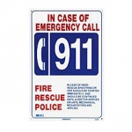 Emergency 911 Sign 12 inches x 18 inches