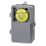 Plastic T100 Series Mechanical Time Switch, 125V DPST Switch, See Through Plastic Enclosure